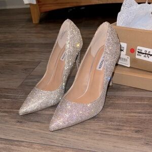 Steve Madden Daisie Crystal Silver Stiletto Heels Size 10